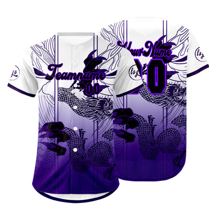 Custom White Purple Baseball Jersey Personalized Gradient Team Uniforms Shirt with Name Number