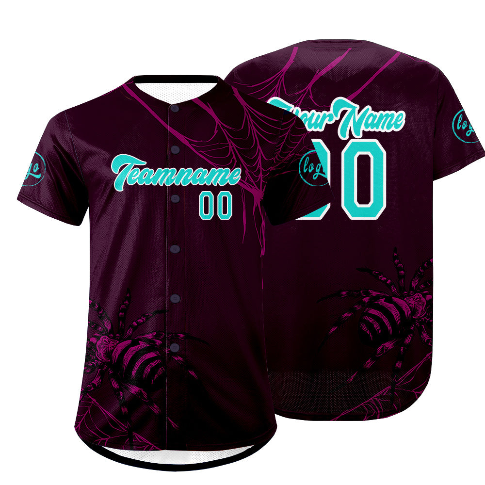 Custom Purple Cyan  Baseball Jersey Personalized Gradient Team Uniforms Shirt with Name Number