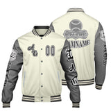 Custom White Grey Letterman Varsity Jacket Personalized Embroidery Printing