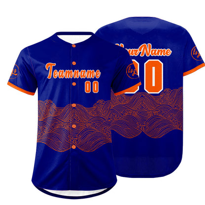 Custom Blue Orange Baseball Jersey Personalized Gradient Team Uniforms Shirt with Name Number