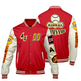 Custom Red Yellow Letterman Varsity Jacket Personalized Embroidery Printing