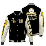 Custom Black Yellow Letterman Varsity Jacket Personalized Embroidery Printing