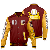 Custom Red Yellow Letterman Varsity Jacket Personalized Embroidery Printing