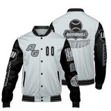Custom Grey Black Letterman Varsity Jacket Personalized Embroidery Printing