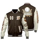 Custom Brown White Letterman Varsity Jacket Personalized Embroidery Printing