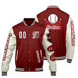 Custom Red White Letterman Varsity Jacket Personalized Embroidery Printing