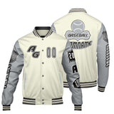 Custom Grey White Letterman Varsity Jacket Personalized Embroidery Printing