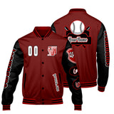 Custom Red Black Letterman Varsity Jacket Personalized Embroidery Printing