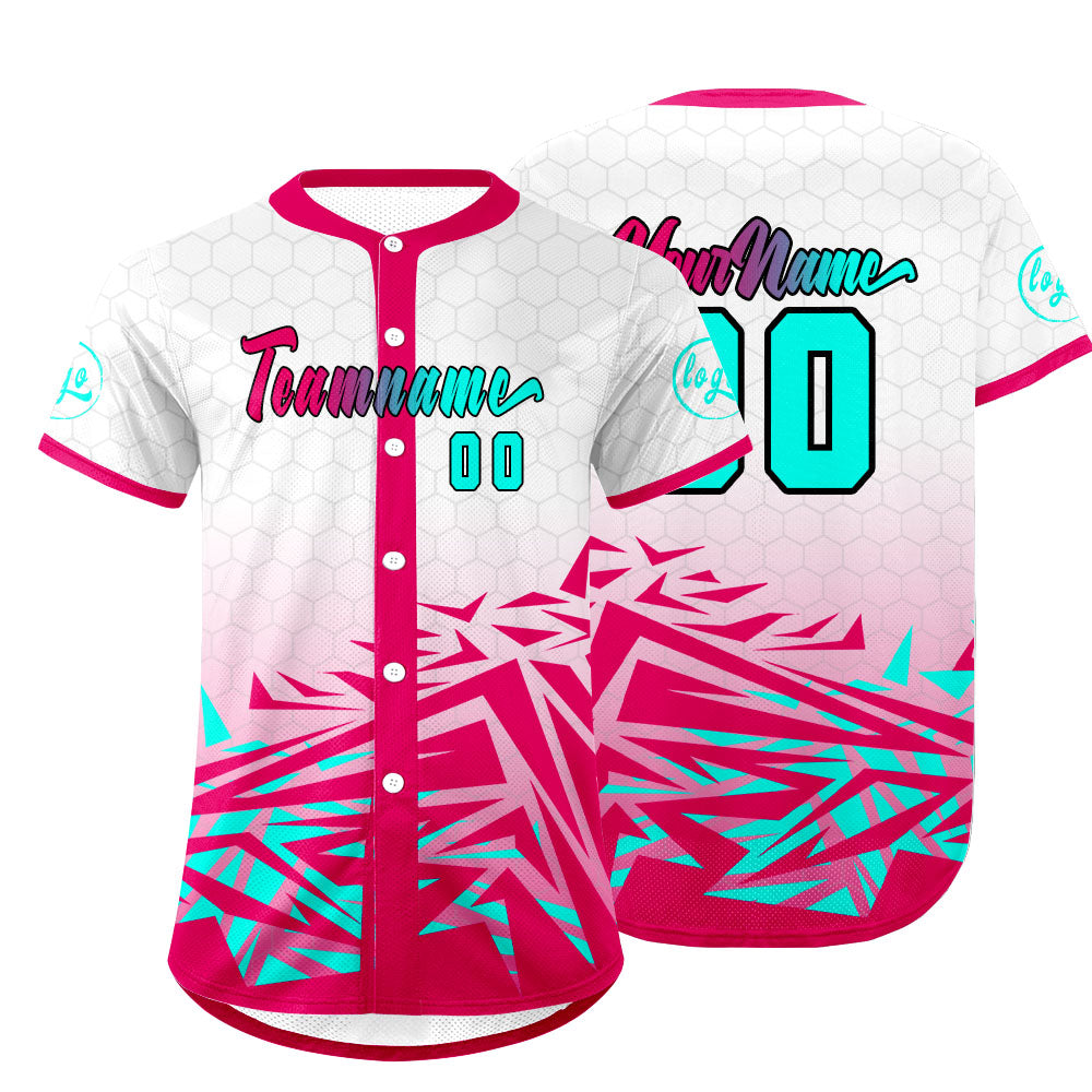 Custom Pink Cyan Baseball Jersey Personalized Gradient Team Uniforms Shirt with Name Number
