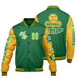 Custom Green Yellow Letterman Varsity Jacket Personalized Embroidery Printing