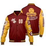Custom Red Yellow Letterman Varsity Jacket Personalized Embroidery Printing