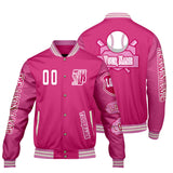 Custom Pink Letterman Varsity Jacket Personalized Embroidery Printing