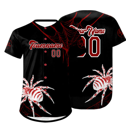 Custom Black Red Baseball Jersey Personalized Gradient Team Uniforms Shirt with Name Number