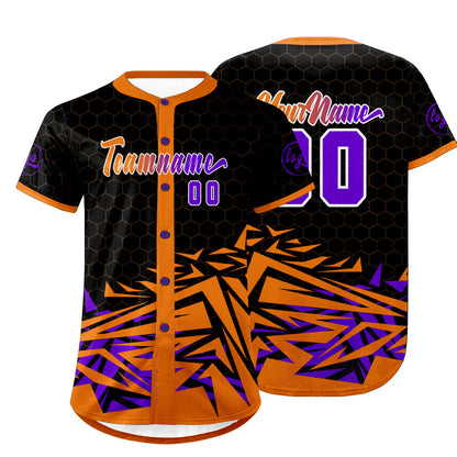 Custom Orange Purple Baseball Jersey Personalized Gradient Team Uniforms Shirt with Name Number
