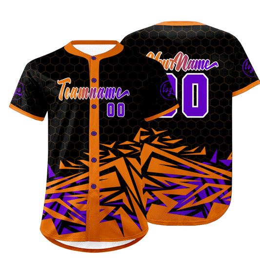 Custom Orange Purple Baseball Jersey Personalized Gradient Team Uniforms Shirt with Name Number