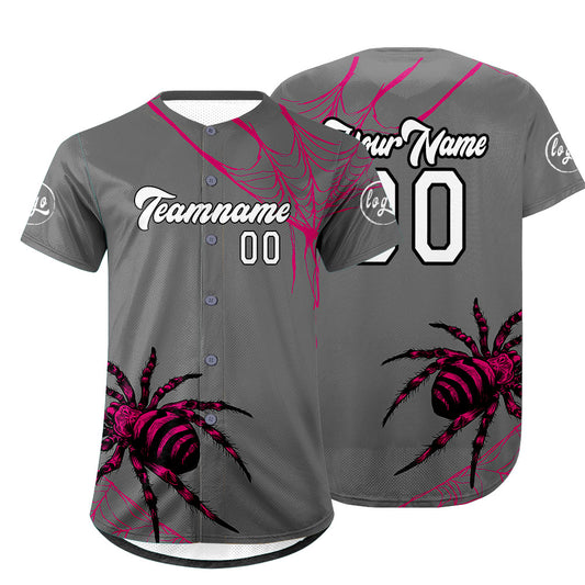 Custom Grey Pink Baseball Jersey Personalized Gradient Team Uniforms Shirt with Name Number