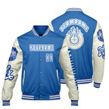 Custom Blue White Letterman Varsity Jacket Personalized Embroidery Printing