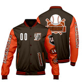 Custom Brown Orange Letterman Varsity Jacket Personalized Embroidery Printing