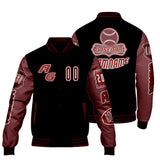 Custom Black Red Letterman Varsity Jacket Personalized Embroidery Printing
