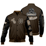 Custom Brown Black Letterman Varsity Jacket Personalized Embroidery Printing
