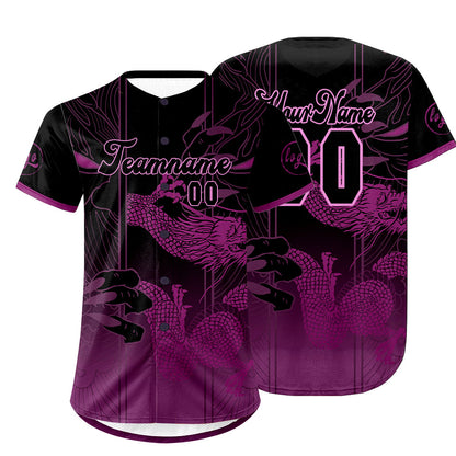 Custom Purple Black Baseball Jersey Personalized Gradient Team Uniforms Shirt with Name Number