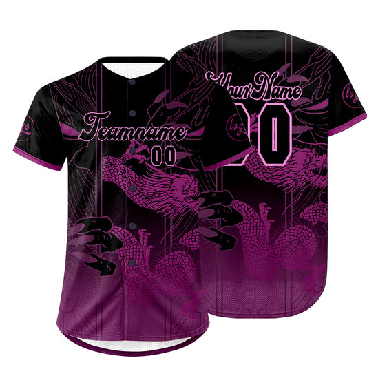 Custom Purple Black Baseball Jersey Personalized Gradient Team Uniforms Shirt with Name Number