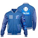 Custom Blue Letterman Varsity Jacket Personalized Embroidery Printing