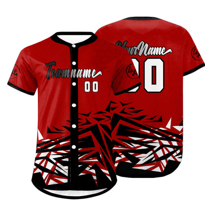 Custom Red Black Baseball Jersey Personalized Gradient Team Uniforms Shirt with Name Number