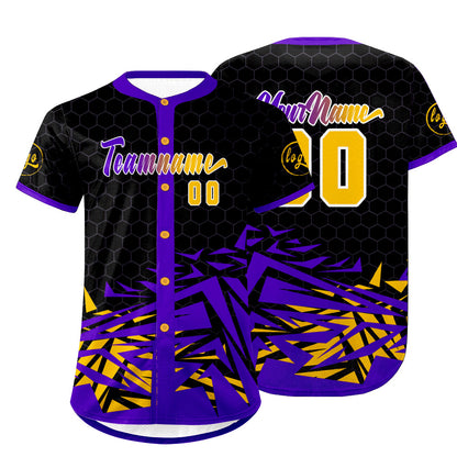 Custom Black Purple Baseball Jersey Personalized Gradient Team Uniforms Shirt with Name Number
