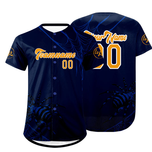Custom Blue Orange Baseball Jersey Personalized Gradient Team Uniforms Shirt with Name Number
