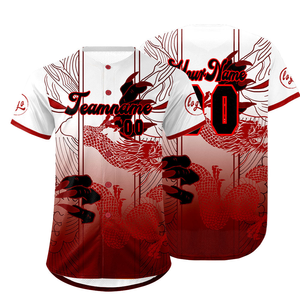 Custom Red White Baseball Jersey Personalized Gradient Team Uniforms Shirt with Name Number