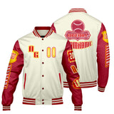Custom Red Yellow Letterman Varsity Jacket Personalized Embroidery Printing