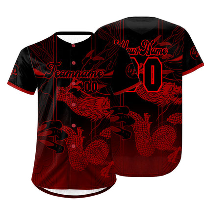 Custom Red Black Baseball Jersey Personalized Gradient Team Uniforms Shirt with Name Number