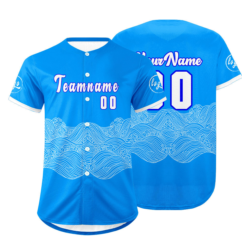 Custom Blue White Baseball Jersey Personalized Gradient Team Uniforms Shirt with Name Number