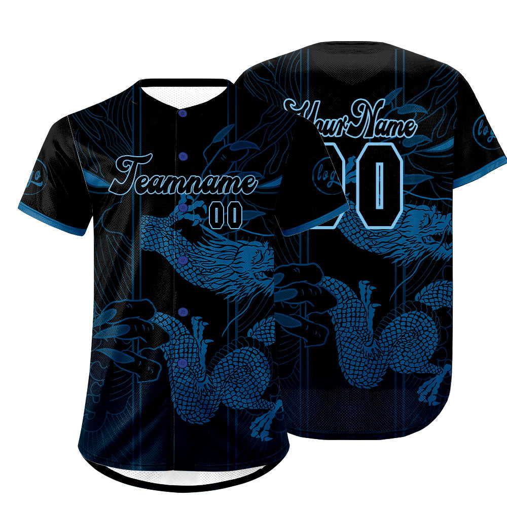 Custom Blue Black Baseball Jersey Personalized Gradient Team Uniforms Shirt with Name Number