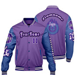 Custom Purple Blue  Letterman Varsity Jacket Personalized Embroidery Printing