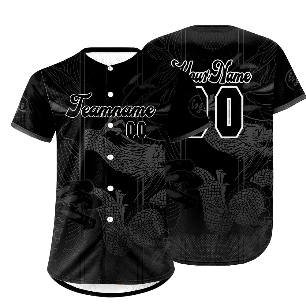 Custom Black Grey Baseball Jersey Personalized Gradient Team Uniforms Shirt with Name Number