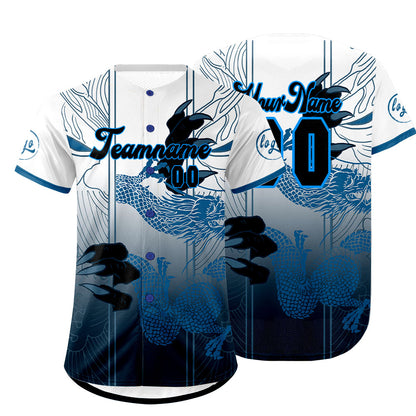 Custom Blue White Baseball Jersey Personalized Gradient Team Uniforms Shirt with Name Number