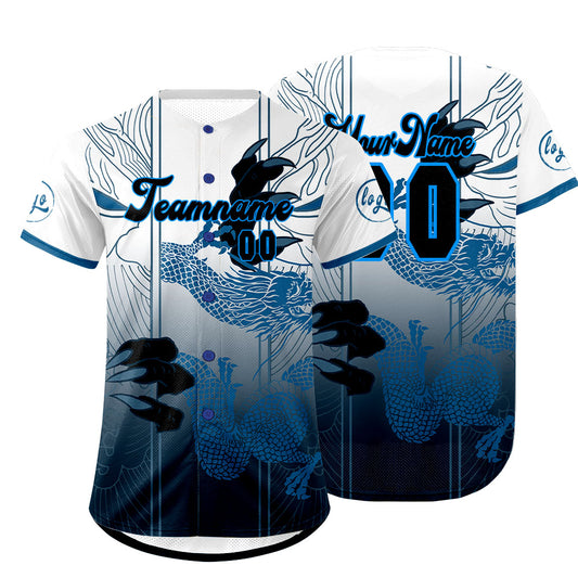 Custom Blue White Baseball Jersey Personalized Gradient Team Uniforms Shirt with Name Number