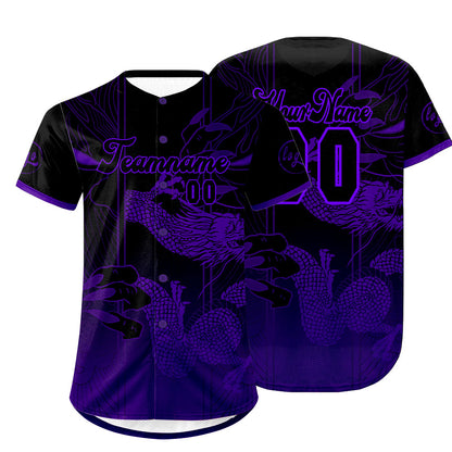 Custom Black Purple Baseball Jersey Personalized Gradient Team Uniforms Shirt with Name Number