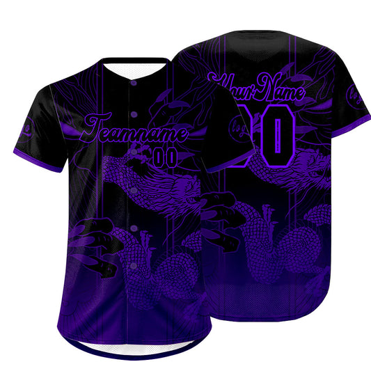 Custom Black Purple Baseball Jersey Personalized Gradient Team Uniforms Shirt with Name Number