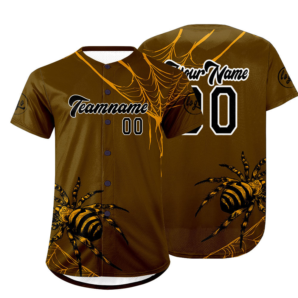 Custom Brown Yellow Baseball Jersey Personalized Gradient Team Uniforms Shirt with Name Number
