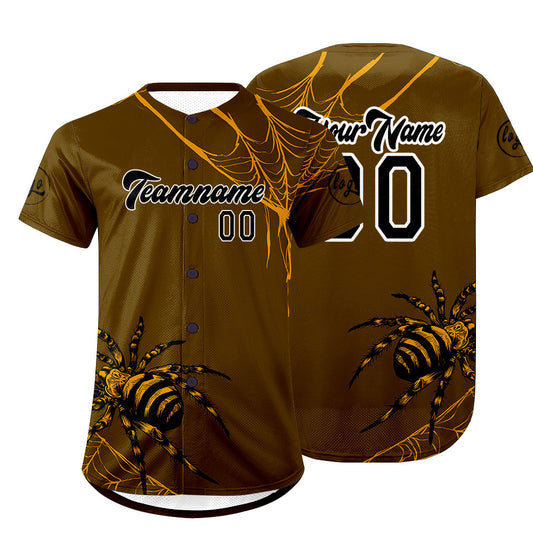 Custom Brown Yellow Baseball Jersey Personalized Gradient Team Uniforms Shirt with Name Number