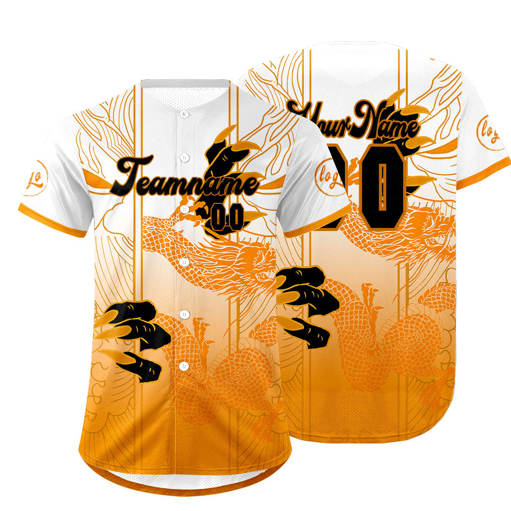 Custom Orange White Baseball Jersey Personalized Gradient Team Uniforms Shirt with Name Number