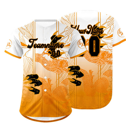 Custom Orange White Baseball Jersey Personalized Gradient Team Uniforms Shirt with Name Number