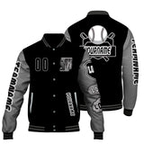 Custom Black Grey Letterman Varsity Jacket Personalized Embroidery Printing