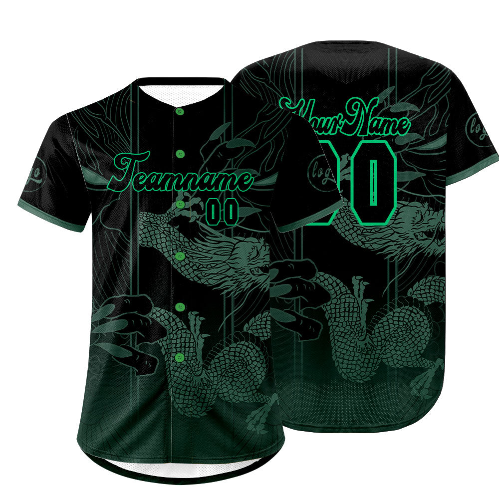 Custom Green Black Baseball Jersey Personalized Gradient Team Uniforms Shirt with Name Number