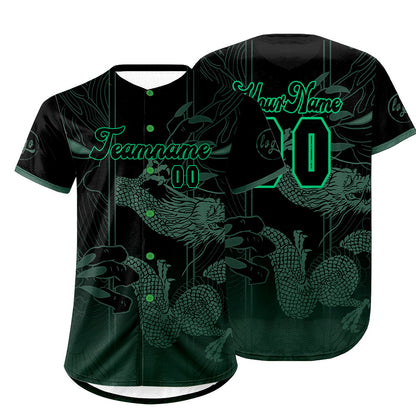 Custom Green Black Baseball Jersey Personalized Gradient Team Uniforms Shirt with Name Number