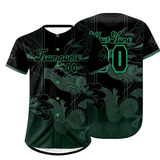 Custom Green Black Baseball Jersey Personalized Gradient Team Uniforms Shirt with Name Number