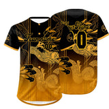 Custom Black Yellow Baseball Jersey Personalized Gradient Team Uniforms Shirt with Name Number